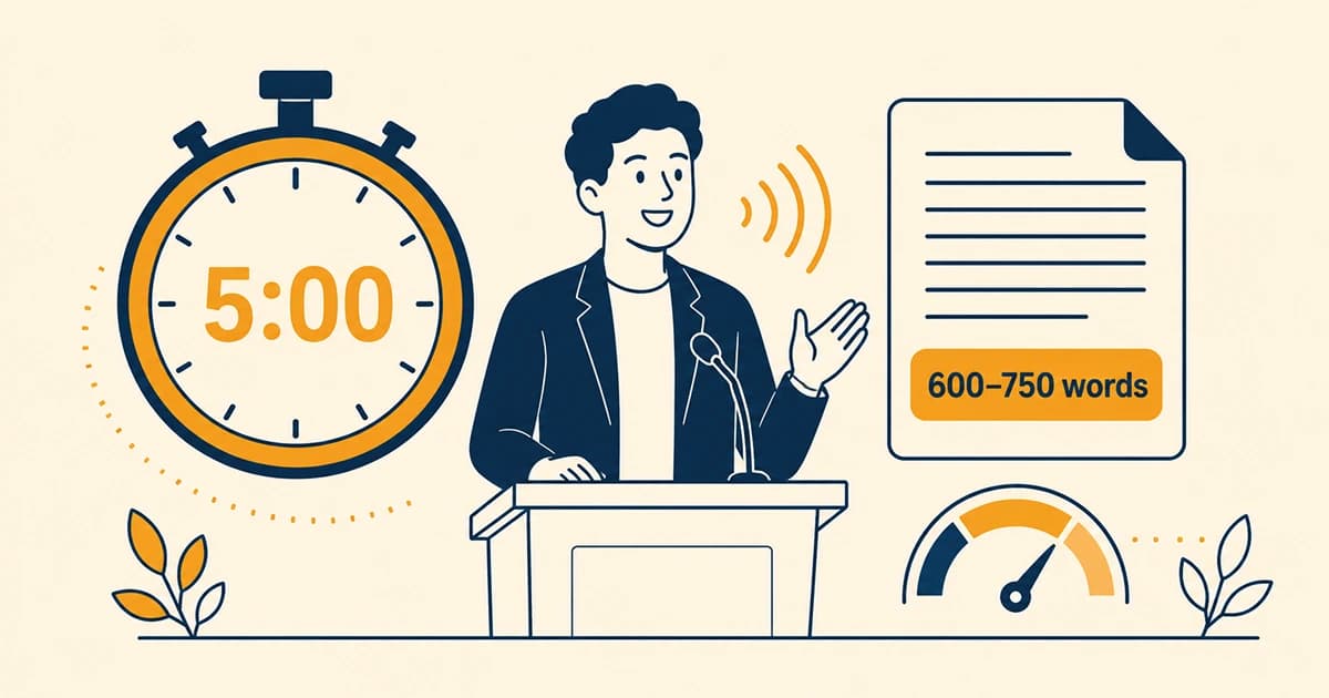 How many words are in a five-minute speech